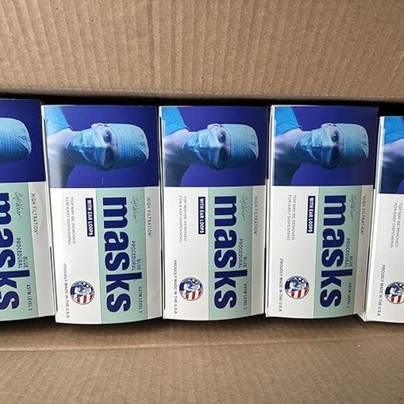 500 ASTM Level 2 Procedural Face Mask with Ear Loops, Box of 500 - Picture 4 of 7